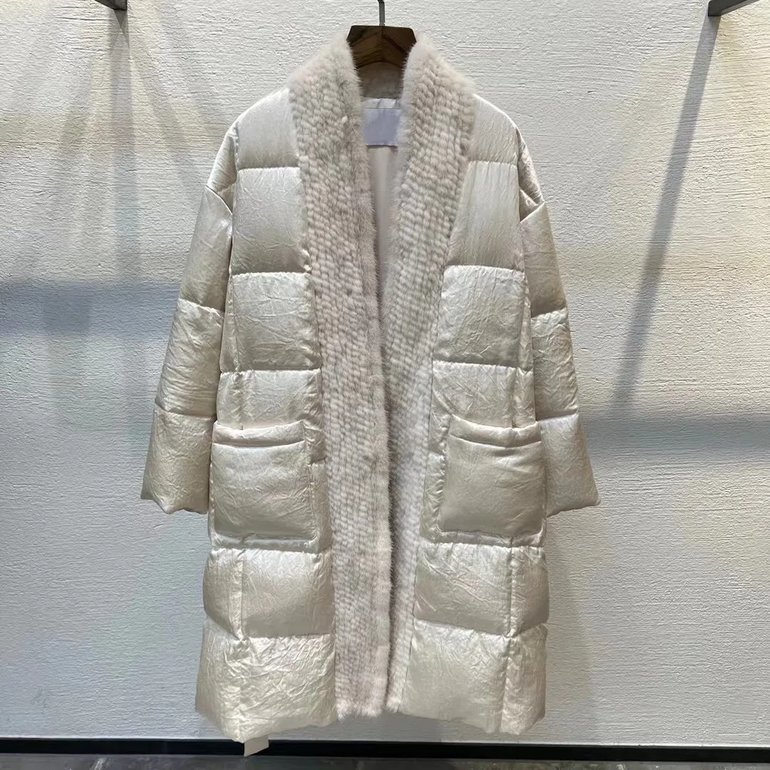 

2023 Women's Clothing Temperament Mink Goose Down Suit Winter New 1109