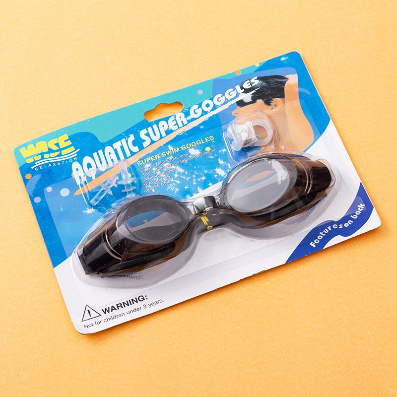 Anti-fog Transparent Swimming Goggles Diving Adult And Children's Goggles Free Nose Clip Earplugs Adjustable Elasticity