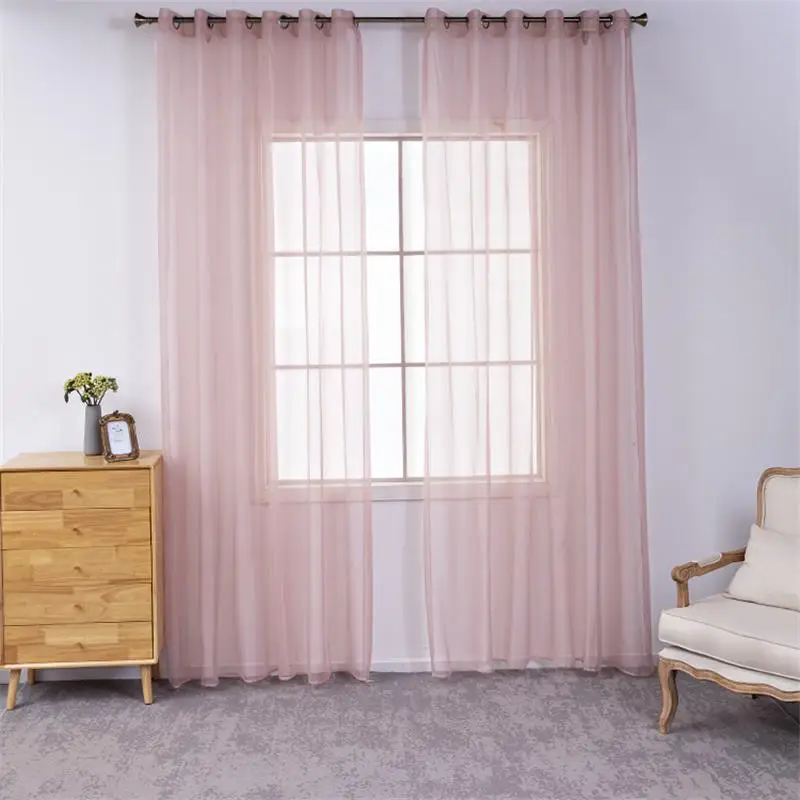 Tende in tulle bianco per soggiorno Tenda a tinta unita Camera da letto Tende in voile trasparente Cucina moderna Trattamento finestra rifinito-bianco, su misura 1 pz, 2.GROMMET TOP (anelli