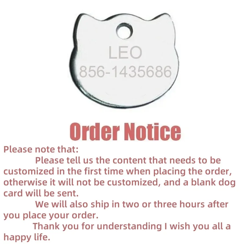 Personalized Cat Name Tag Customized Metal Kitten Shaped Anti-lost Dog Tag For Cat Collar Cute Pet Dog ID Tags Free Engraving 6