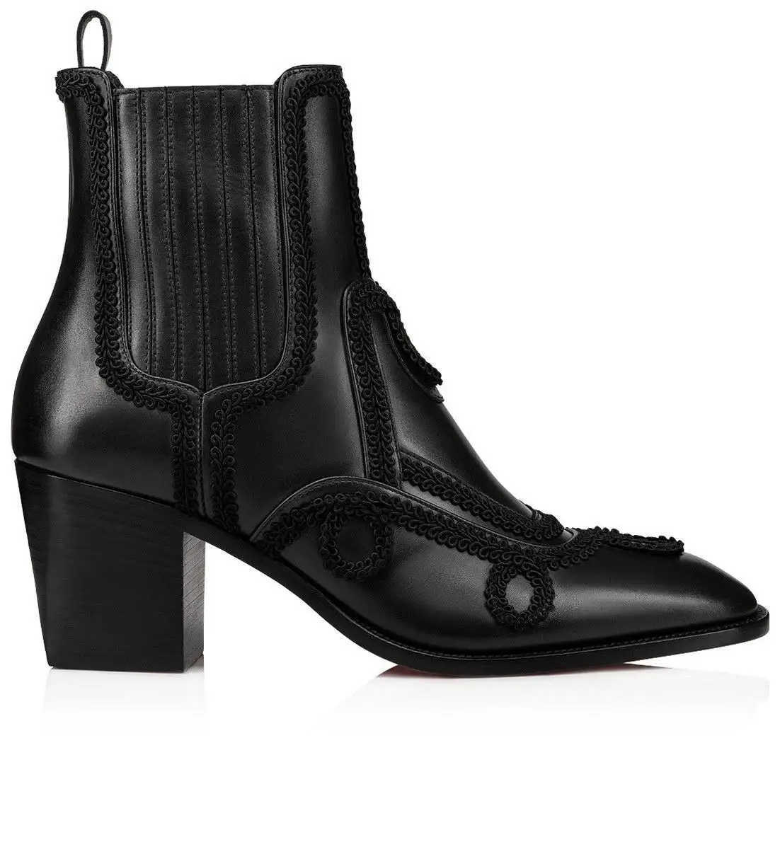 Stylish Embroidered Lace Men Black Shoes Winter Boots Retro Style Ankle Boots Slip On Casual High-Heeled High-top Men's Shoes