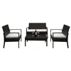 2pcs Arm Chairs 1pc Love Seat & Tempered Glass Coffee Table Rattan Sofa Set Brown Gradient 1