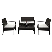 2pcs Arm Chairs 1pc Love Seat & Tempered Glass Coffee Table Rattan Sofa Set Brown Gradient 1