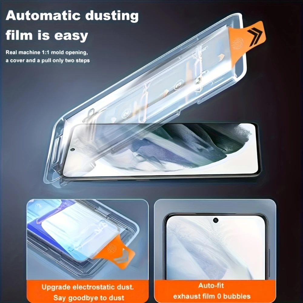2-Pack Complete Coverage Tempered Glass Screen Protectors with Automatic Dust Removal Technology