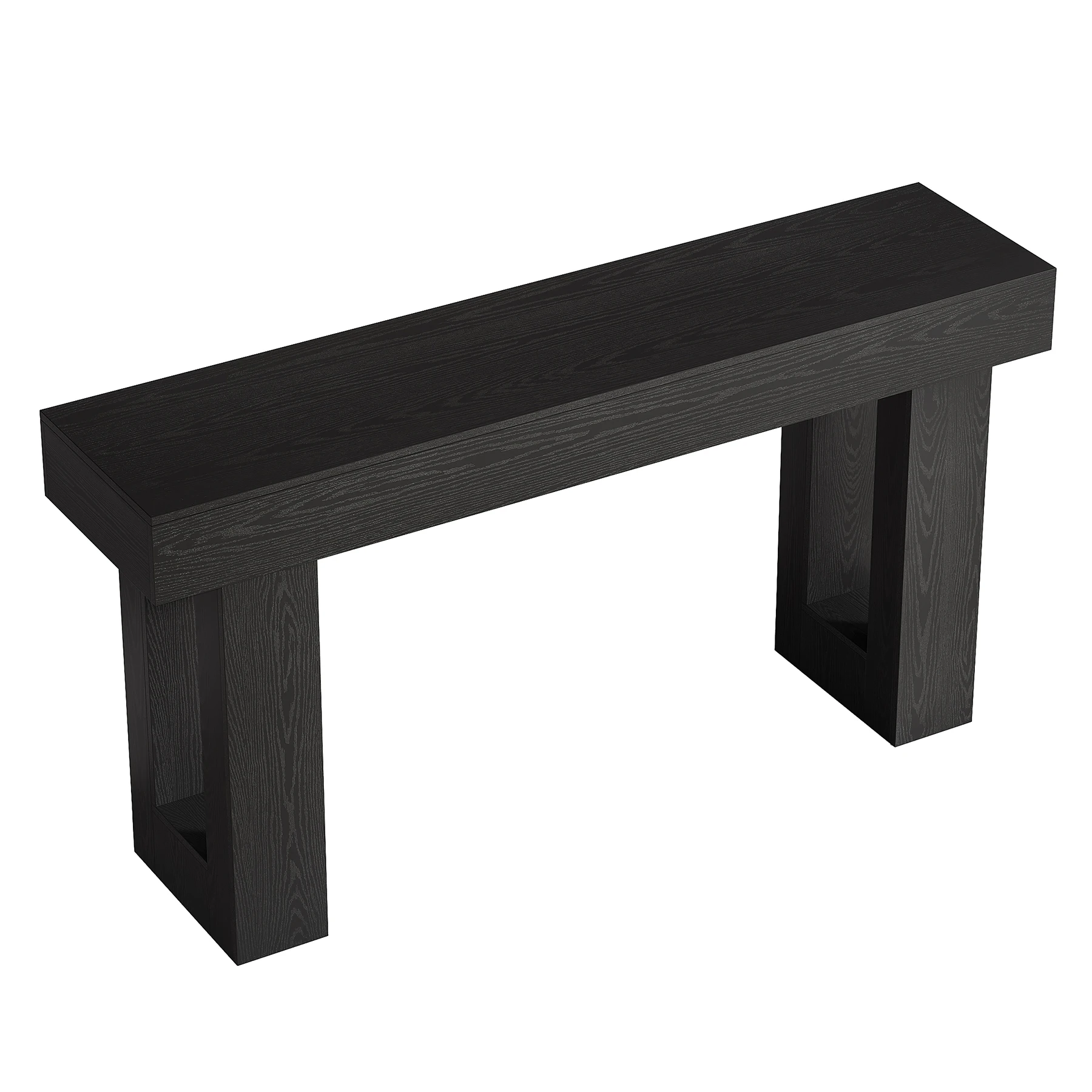 63-Inch Black Console Table With Storage – Modern Entryway, Sofa Table With Grooved Design For Living Room Or Hallway