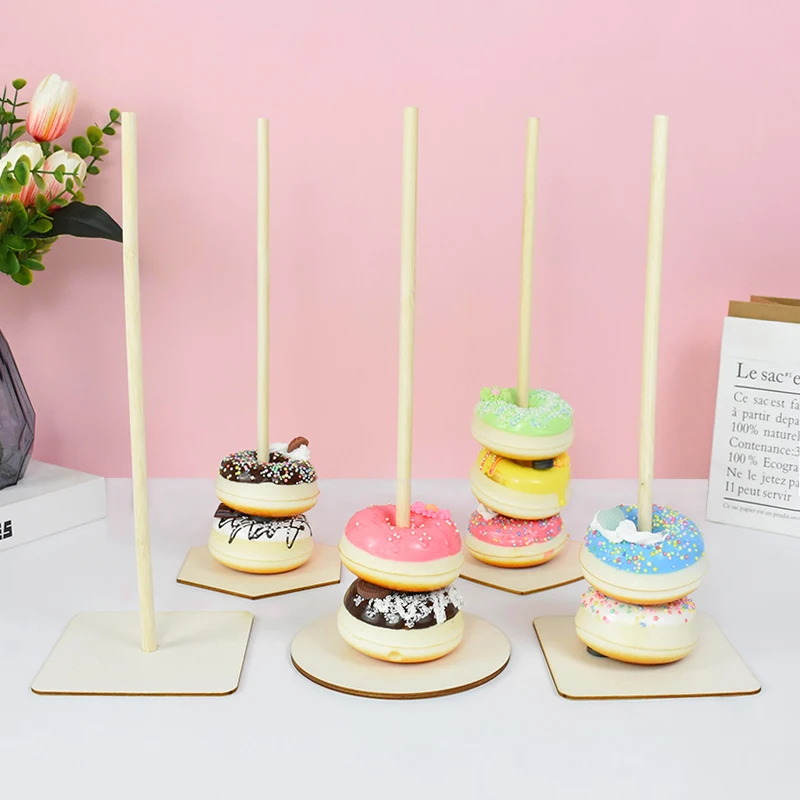

1pc 30cm Wooden Donuts Stand Sweets Dessert Doughnut Holder Baby Shower Wedding Birthday Party Candy Bar Table Decoraitons