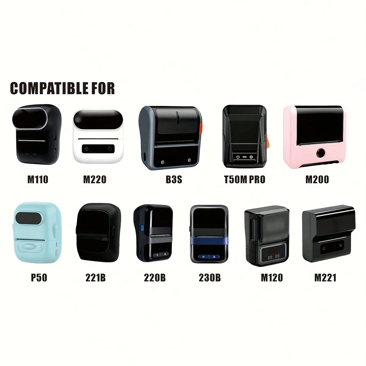 Compatible M110/M150/M221/M220/M120/M200/M250 Thermal Label Printer Labels - 1.96" Round Transparent Stickers with Black Ink