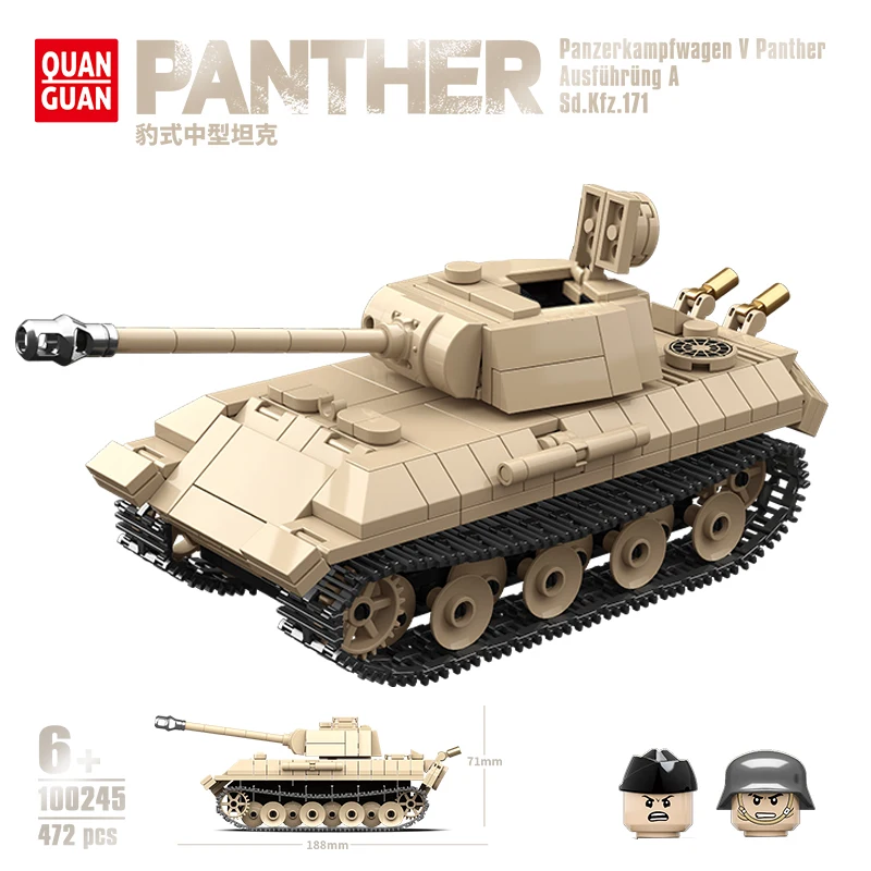 Hot Ww2 Panther Type Medium Tank Muslimv Muslimasd Kfz 171 + Modello Di Guerra Militare Building Blocks Mattoni Giocattolo