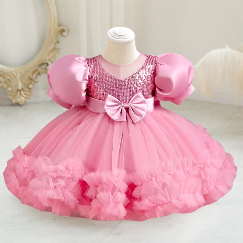 

New 2023 baby girl's birthday party dress 9 months to 6 years old high-end princess Christmas party sacrament party cake evening