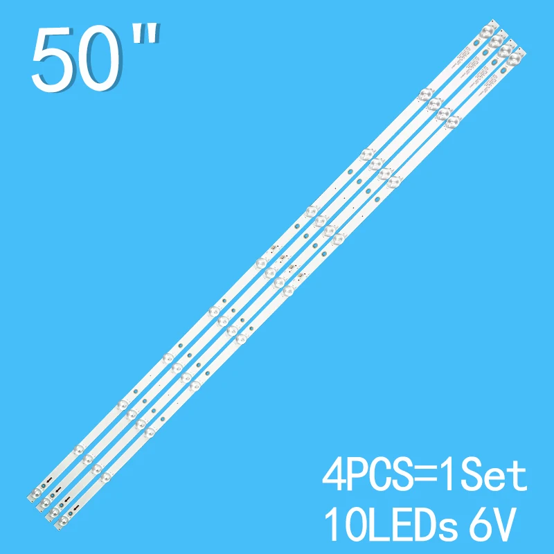 

4PCS 10LEDs 6V 988mm For 50" TV R72-50D04-029 JS-D-JP50DM-102ED (00804）988141T.30066.4P