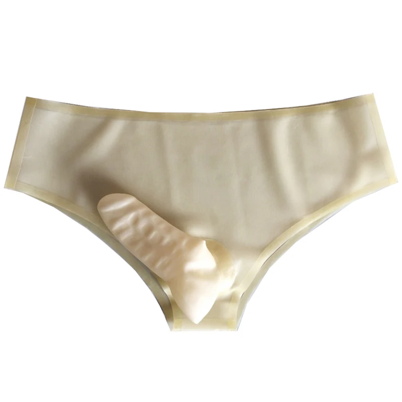 Latex Briefs Underwear With Penis Condom Straight Sexy Rubber Fetish Party Tight Shorts RPM128