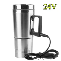 Compact Stainless Steel Electric Travel Thermos - Portable Heated Car Kettle (24V)