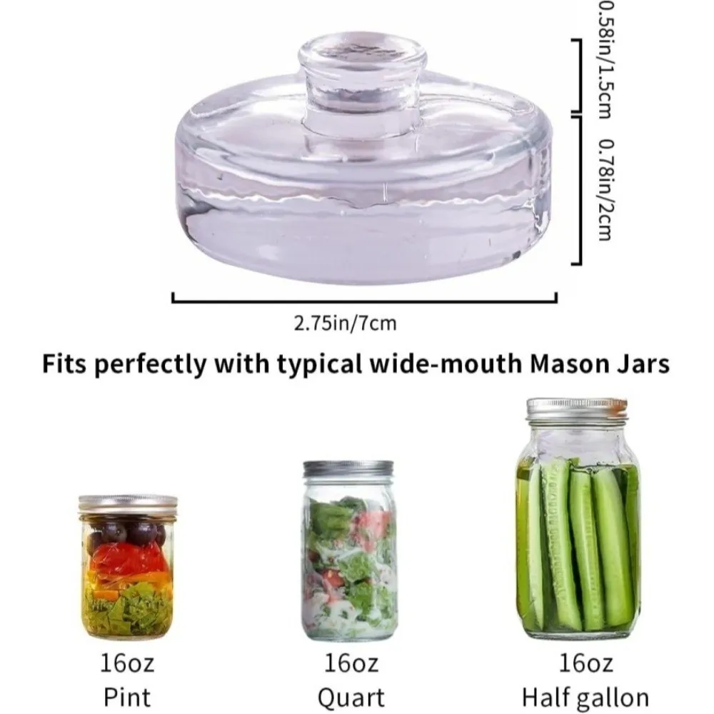 Fermented Glass Weights Clear with Handle Wide Mouth Mason Jar Lid Sealed Kitchen Gadgets Heavy Fermenting Weights Kimchi Making