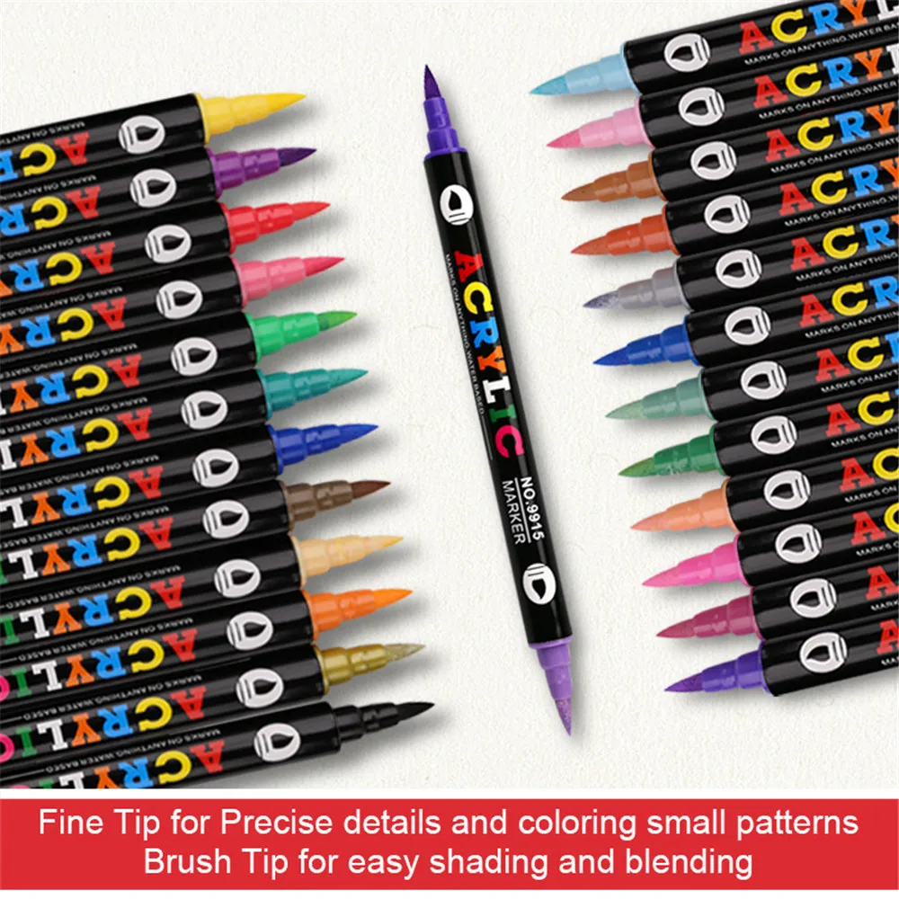 72Colors Dual Tip Acrylic Paint Pens Markers, 36Pack Art Markers Set Drawing Markers for DIY Crafts Making Art Supplies