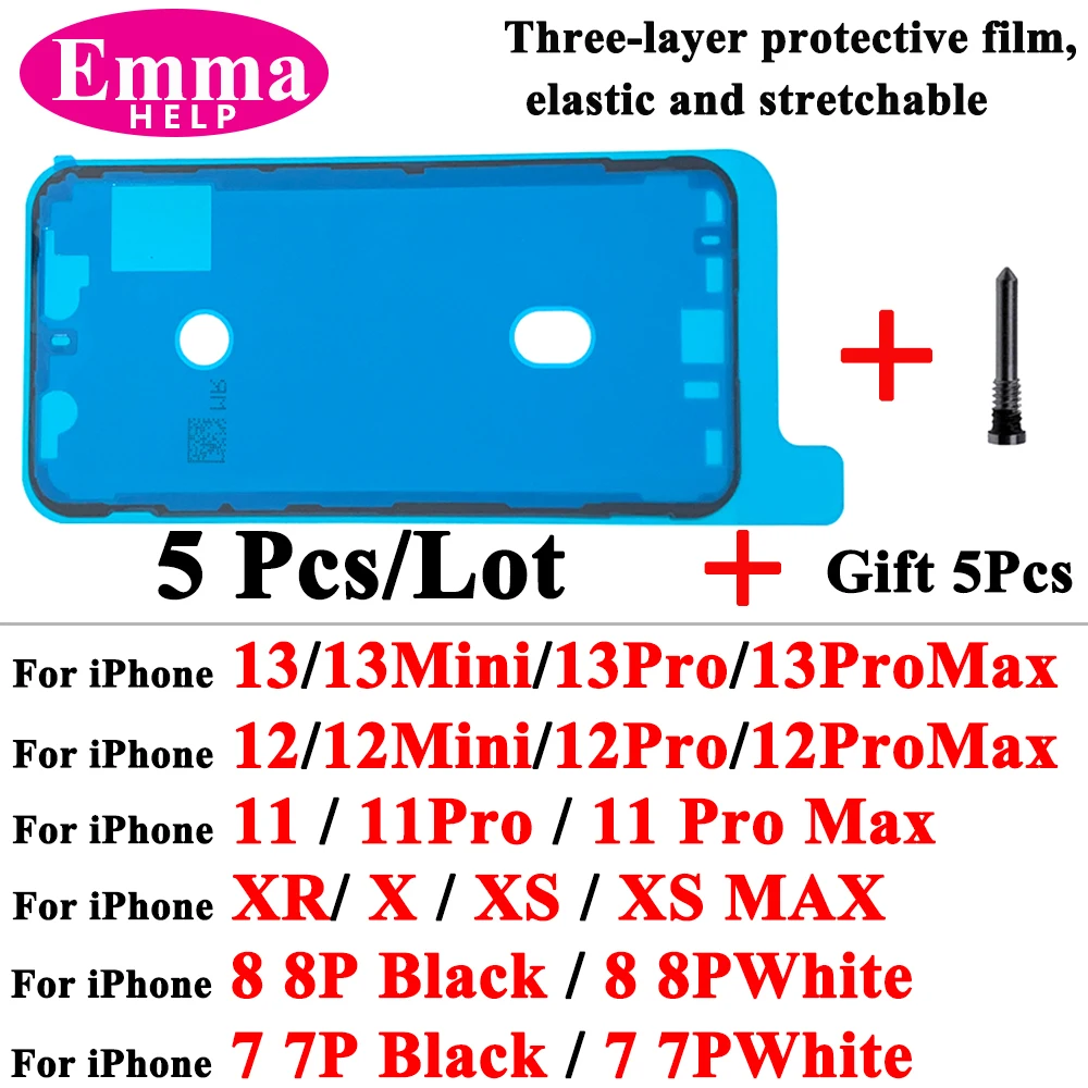 Set Di 2 Nastri Adesivi Per Schermo, Colla Impermeabile Nera, Per Sostituzione IPhone 7 Plus