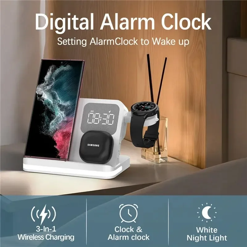 Drahtloser Ladeständer für iPhone 17–12 Samsung S25 S22 Ultra Fold Z Flip Galaxy Watch Active Buds Schnellladestationshalter – Detail 15