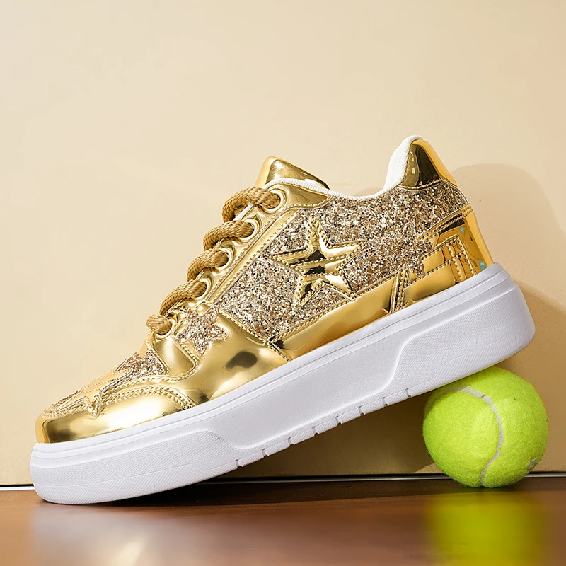 Fashion Glitter Gold Sneakers Unisex Star Platform Designer