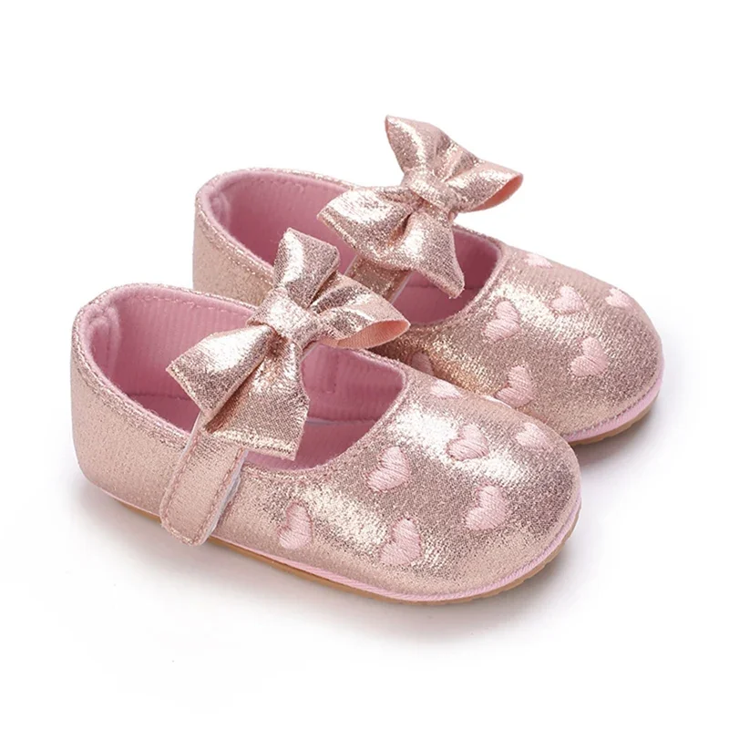 New Fashion Newborn Baby Flats Pink Baby Shoes Non-slip Cloth Soled Girls Shoes Elegant Breathable Casual Walking