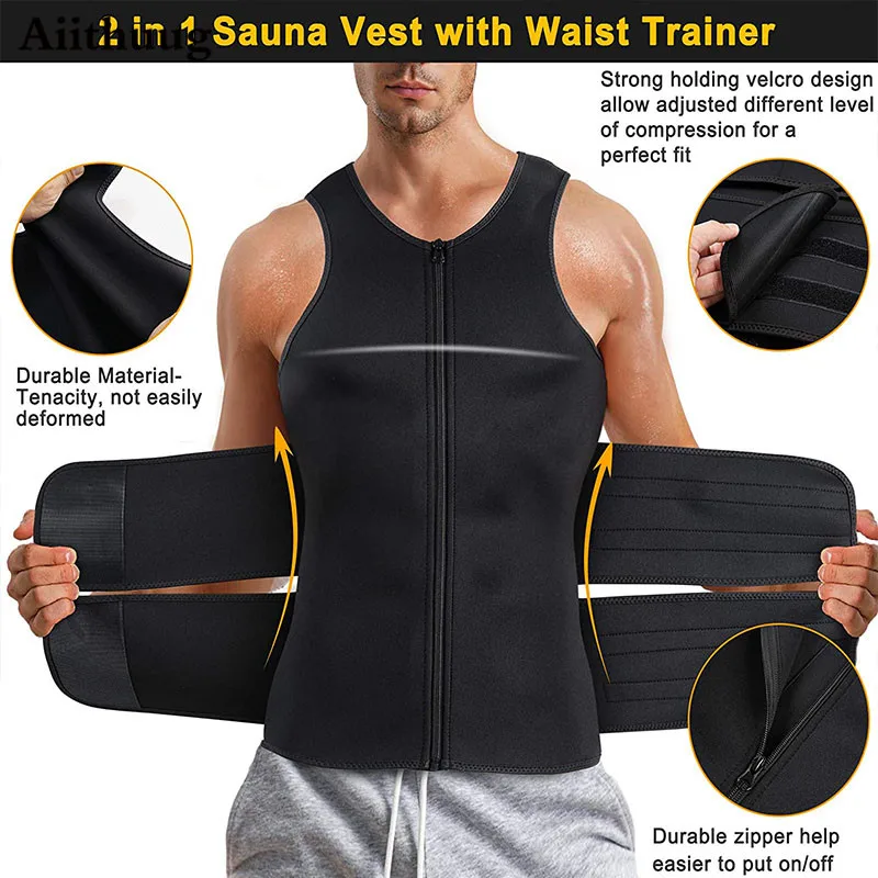 Body Shaper Waist Trainer Slimming Vest Compression Sports Vest Compression Sports Top Sweat Sauna Suit Aiithuug Sauna Vest For Men