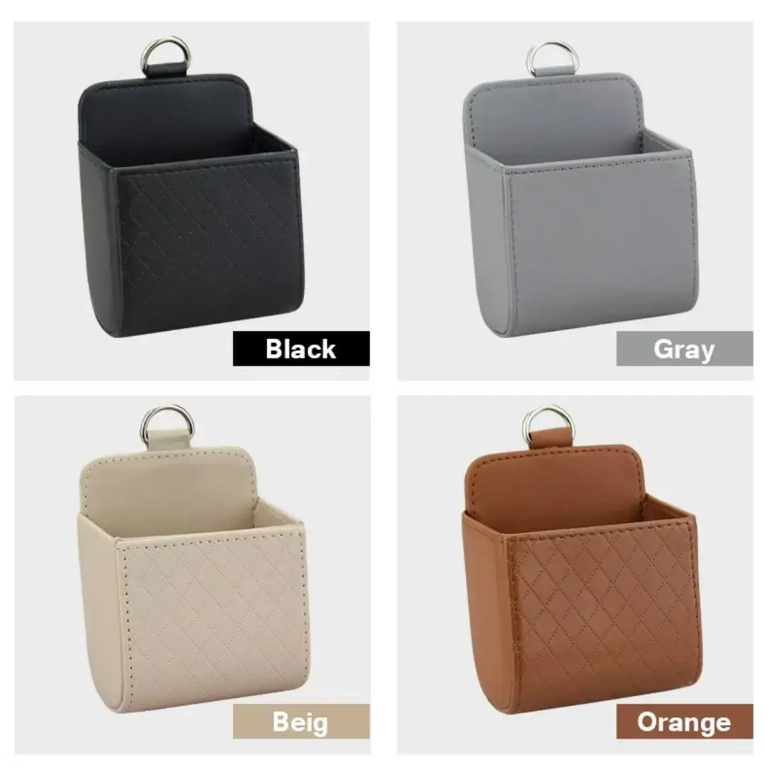 1pc Car Storage Bag Air Vent Dashboard Tidy Hanging Leather Organizer Box Glasses Phone Holder Storage Organizer Car Accessorie