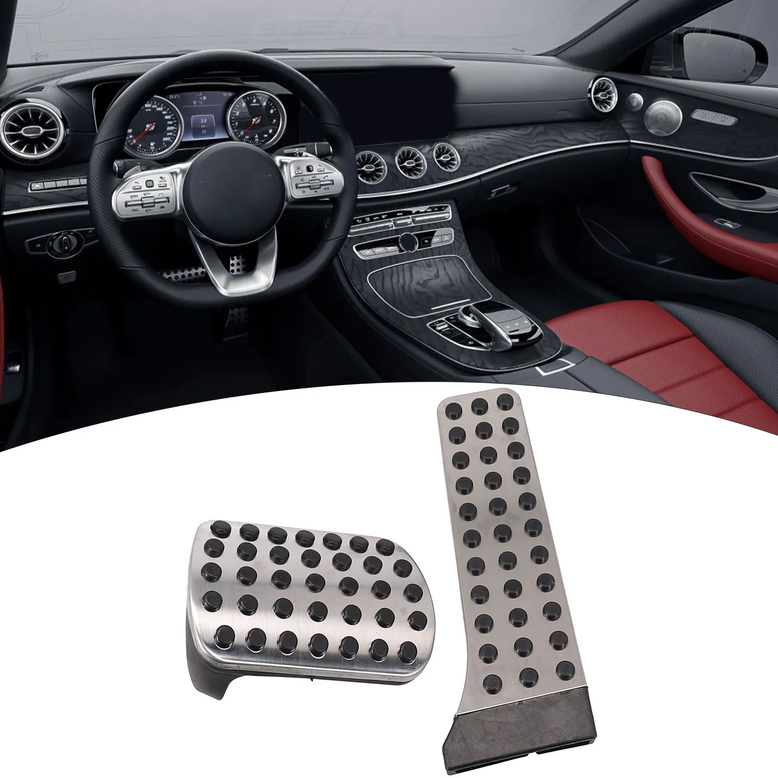 2x No Drill Fuel Brake Pedal Pad Cover Mercedes Benz C E S W222 W205 W213 R172 Car Accelerator Pedal car pedals pedal cover