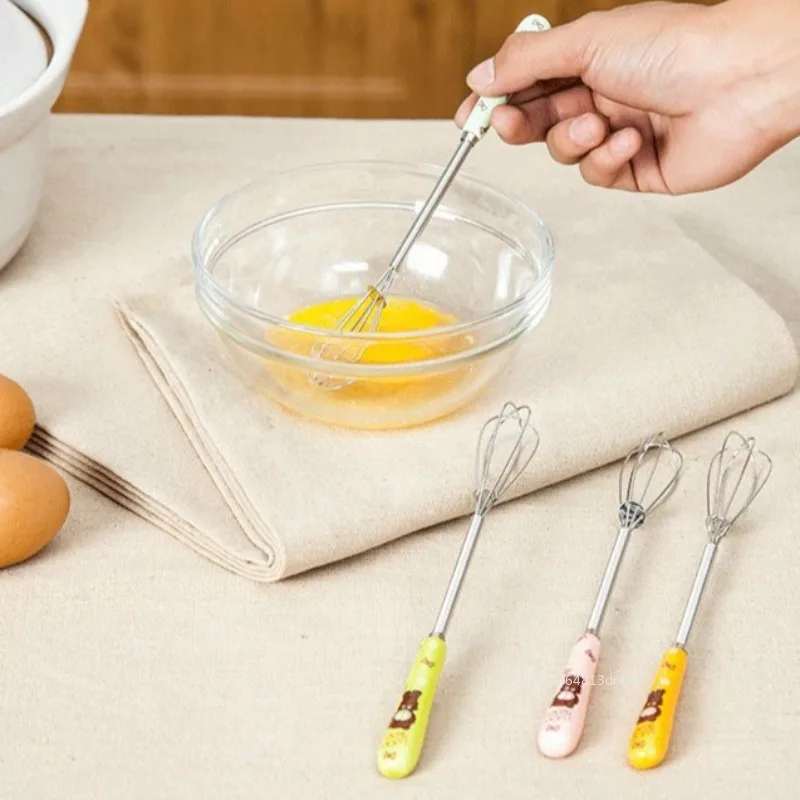 Egg Beater Rotary Whisk 1Pcs Egg Beater Coffee Milk Drink Mini Mixer Ceramic Handle Stirring Whisk Frother Foamer Practical Kitchen Gadgets