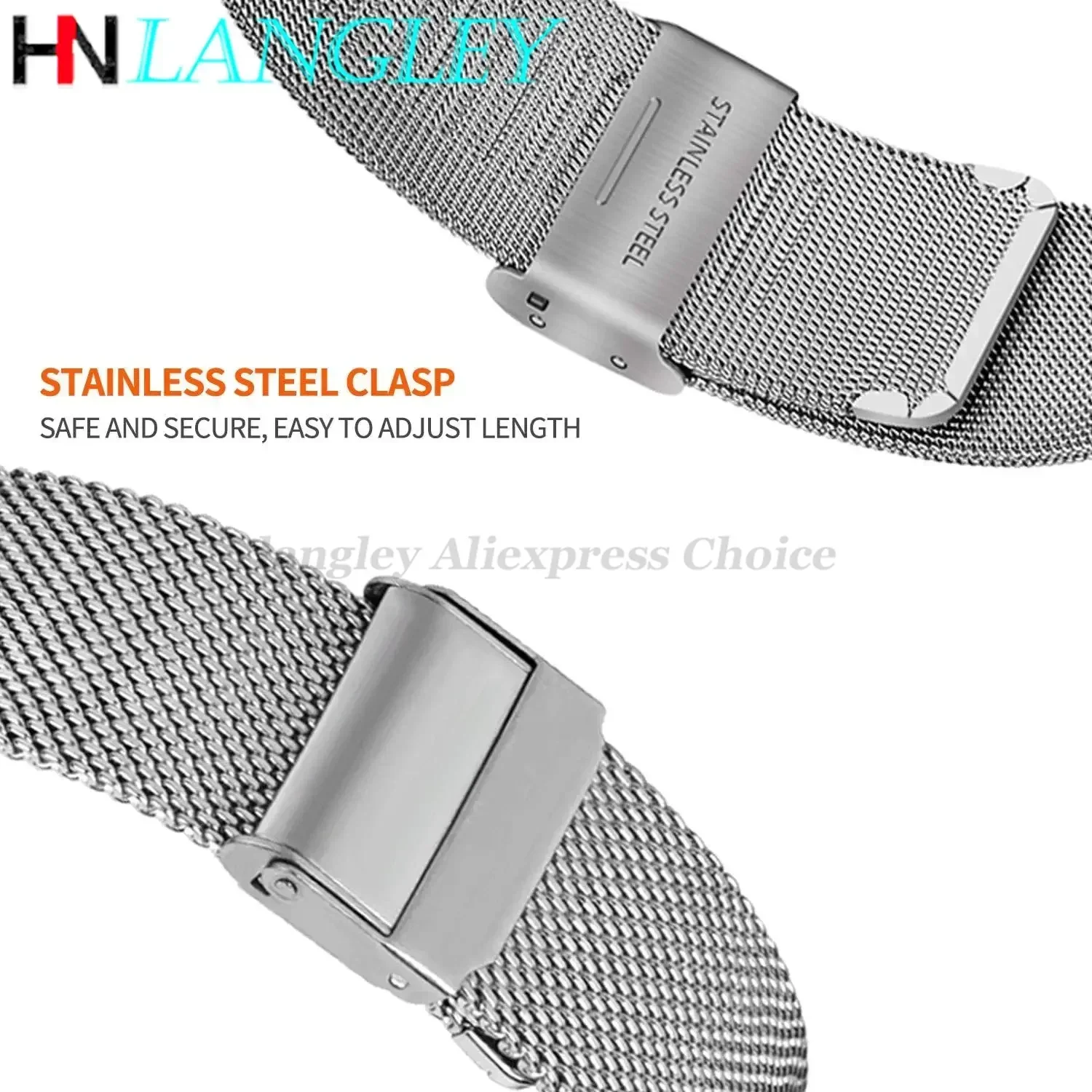 Sleek Milanese Stainless Steel Watch Band with Tool Pin