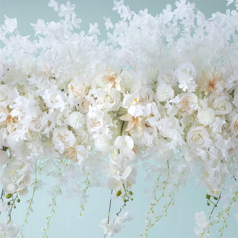 Wedding Event Party Backdrop Props White Rose Cherry Blossom Hang Wisteria Floral Arrangement for Arch Flower Stand Decor
