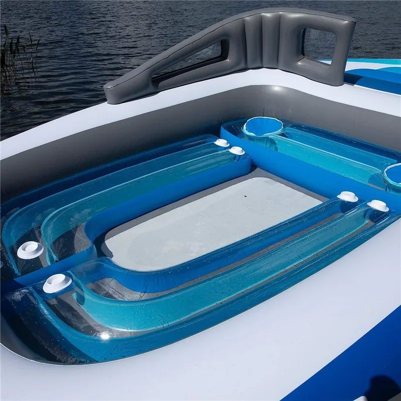 Manufacturers Inflatable PVC 6 People Island Floating Beds Boat Vaults Inflatable Water Floating Beds Multiple Rows