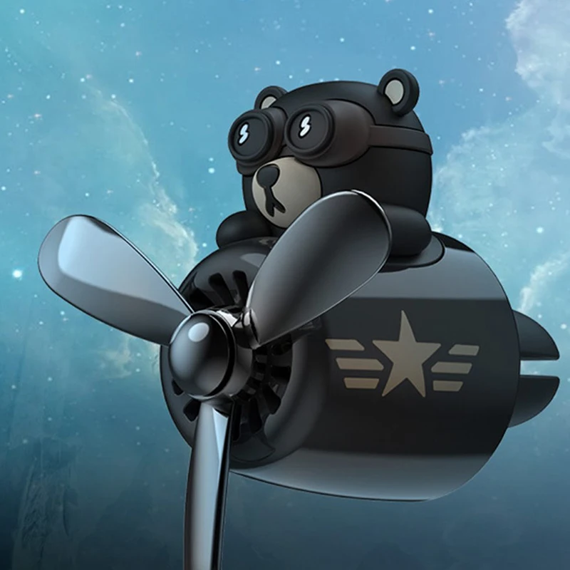Car Air Freshener Aromatherapy Pilot Rotating Propeller Air Outlet Fragrance Flavor Bear Pilot Car Accessories car air freshener