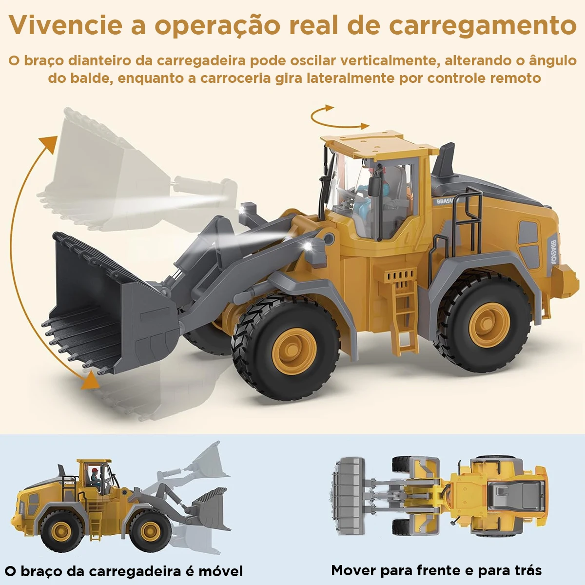 Carro de Carregamento Remoto Carro de Brinquedo de 9 Canais com Luz Sonora 1:20
