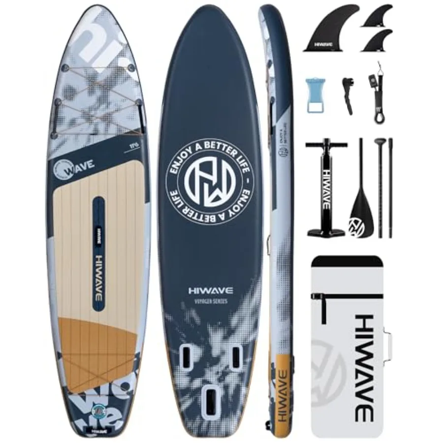 Inflatable Touring Paddle Board 11'6 x 35 Extra Wide SUP for long-distance paddling durable PVC material blue-gray color ultra-