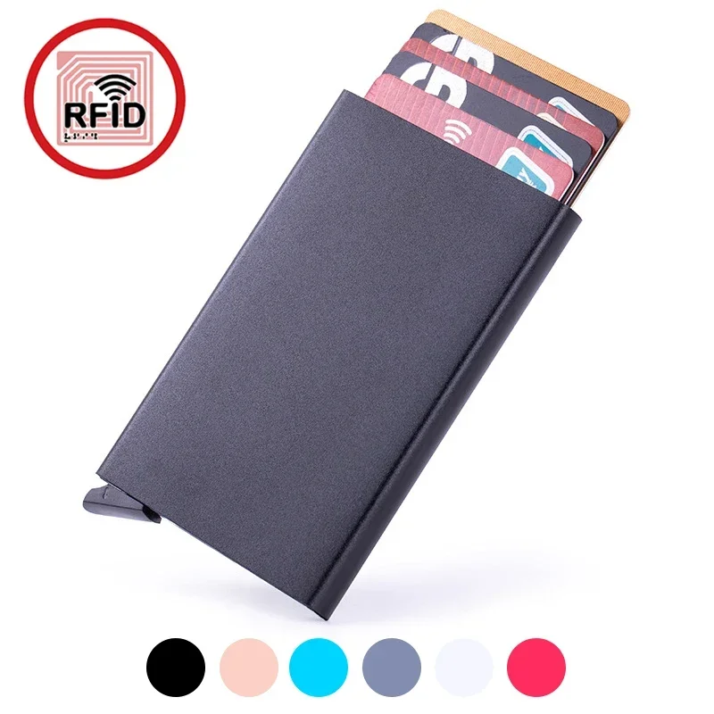 Metal RFID Smart Pop-Up Wallet Thin Slim Credit Card Holder Anti-Theft Protector Mini 6-12 Card Capacity Unisex for Men Women