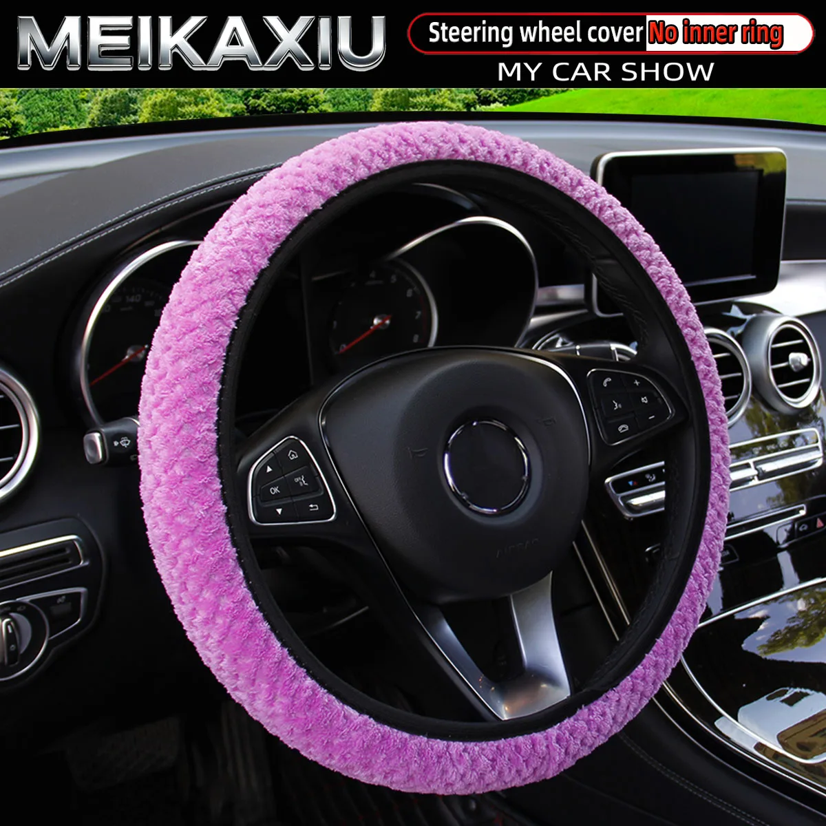 Women's Winter Plush Steering Wheel Cover Image 8