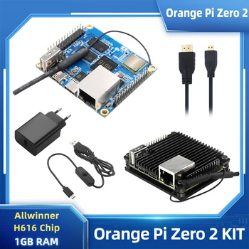 Orange Pi Zero 2 1GB RAM Allwinner H616  BT Wifi IR Receiver Optional Aluminum Case Power Supply HDMI-compatible Cable 1