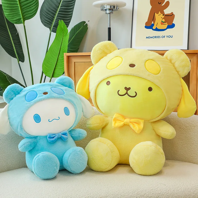 

New Sanrio Kawaii Hello Kitty Pompompurin Transform Plush Toy Cinnamoroll Cute Cartoon Couple Pillow Birthday Gift