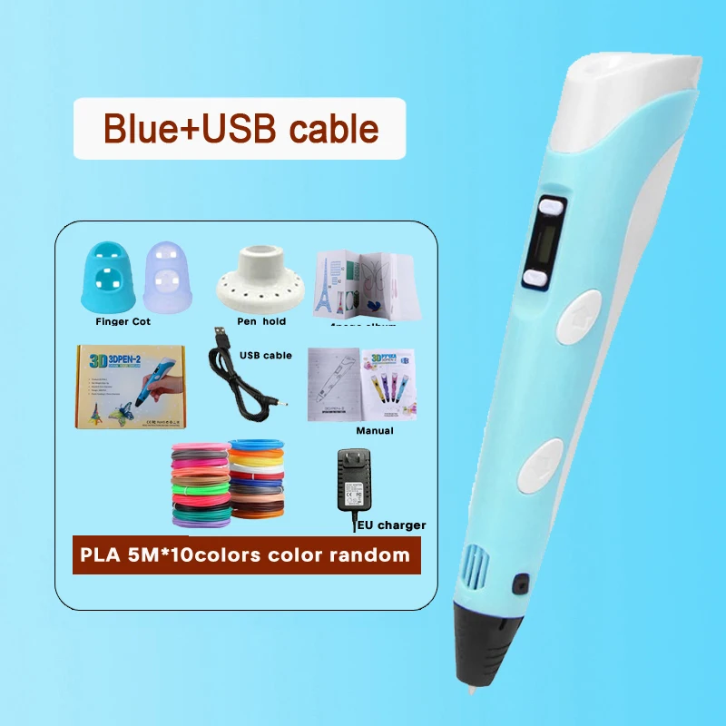 3D Printing Pen DIY Drawing Paiting with LCD Screen Compatible PLA Filament Toys 3d printing pen