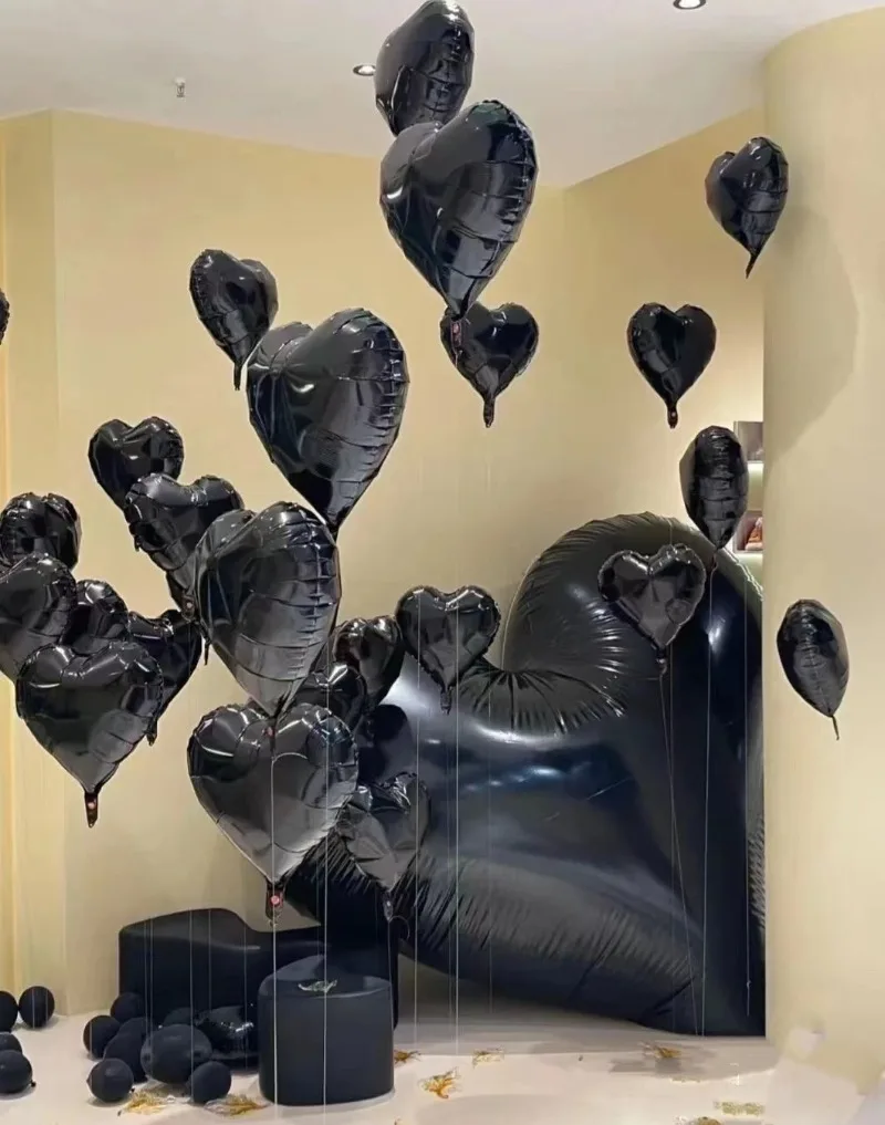 Romantic Heart Foil Balloons 18 Inch Metal Mirror Aluminum Film