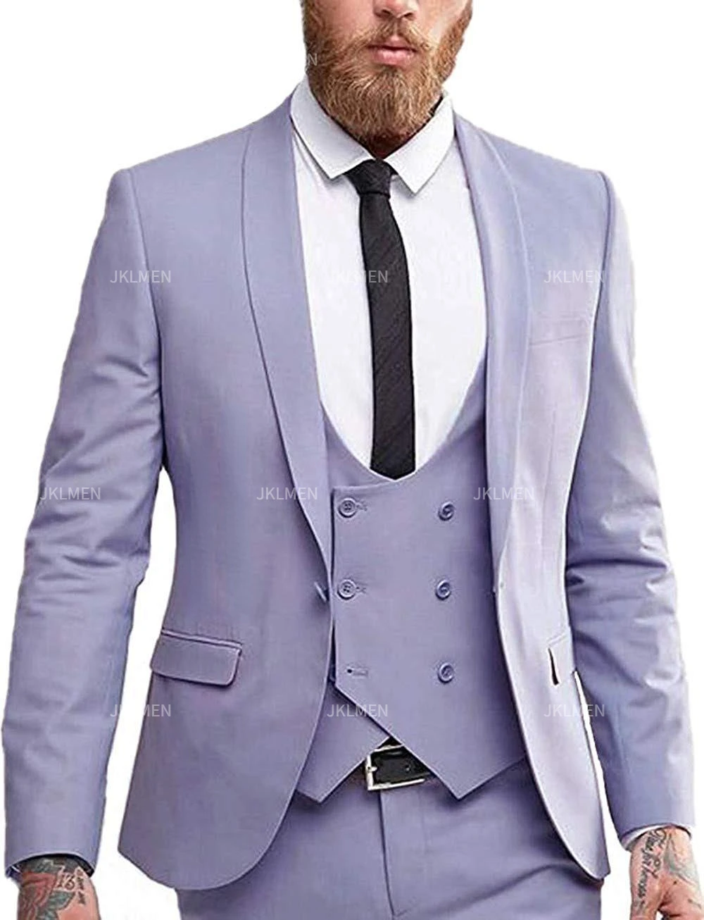 Mens Suit 3 Pieces Slim Fit Formal Business Notched Lapel Tuxedos Groomman For Wedding(Blazer+Vest+Pant)
