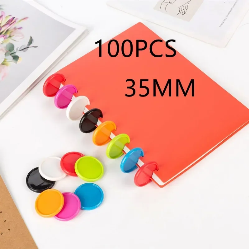 35MM solid color plastic binding ring buckle loose-leaf mushroom hole notebook special binding disc 100PCS