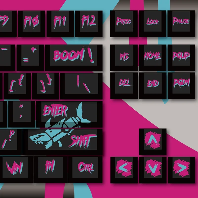Echome-arcane Jinx Tema Keycaps Pbt Dye-sublimação Keyboard Cap Perfil Cereja Custom Cap Xaile Key para Teclado Mecânico - Imagem 5