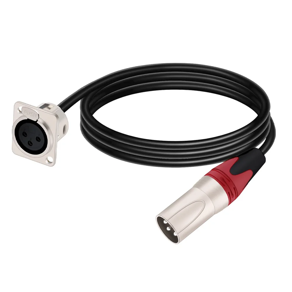 Guscio in lega di zinco D tipo 3pin XLR femmina montaggio a pannello presa MIC a 3pin XLR spina maschio cavo di prolunga Audio