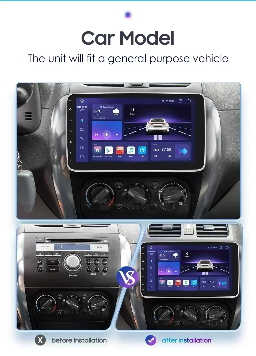 Hizpo Android 13 Car Stereo Video Multimidia Radio Player 10.1
