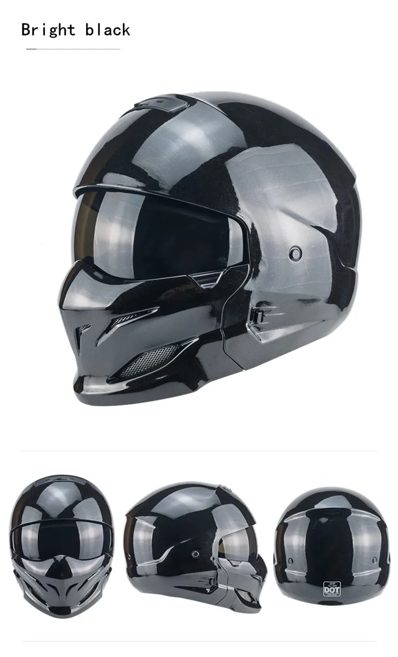 BAUTI Casque Moto Ouvert Avec Masque Et Lunettes Casque Jet Rétro Avec Visière Amovible Casque Protection Adulte Approuvé ECE Casque Demi-Couverture Pour Homme Et Femme Croiseur 3,S(55-56CM