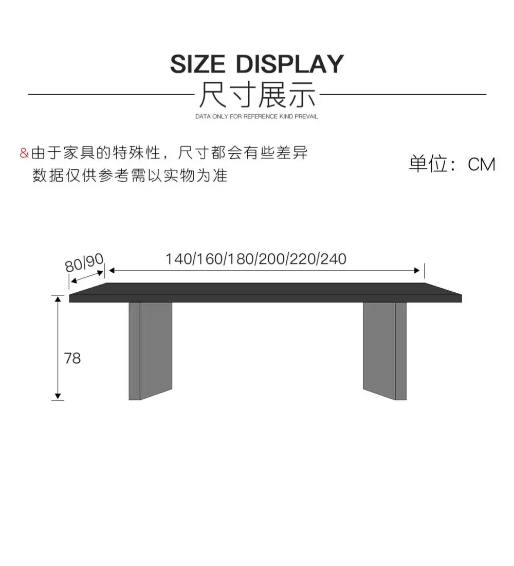 Italian simple retro Bauhaus style rock slab dining table and chair combination large apartment island tea table rectangular