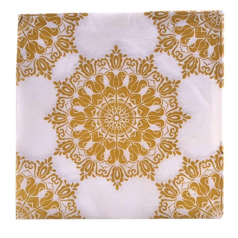 Paper Napkins Colourful Printed Gold Wedding Pure Wood Pulp 20pcs/pac 33cm