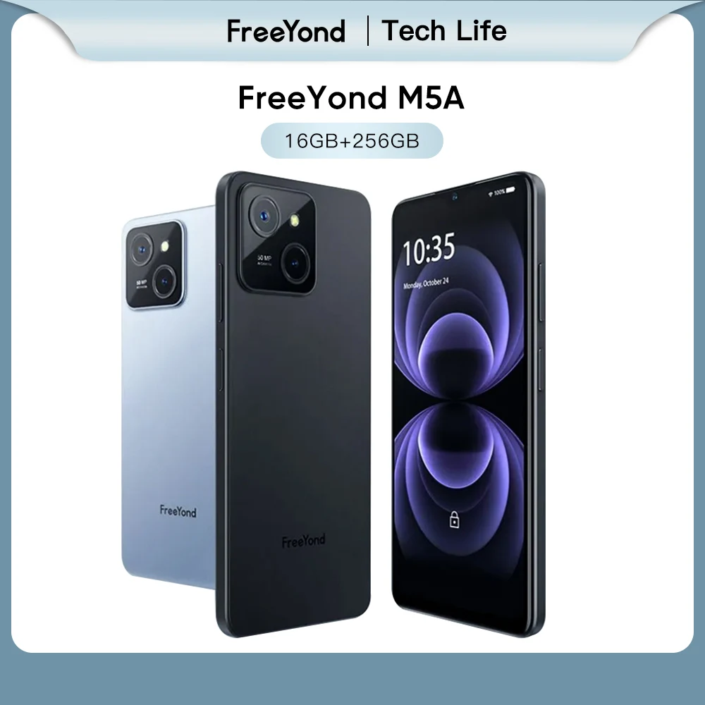 

FreeYond M5A Smartphone 256GB ROM 16GB RAM 50MP 6.6" 90Hz Screen 5000mAh Quick Charge Android 13 Celular 2 SIM Card global