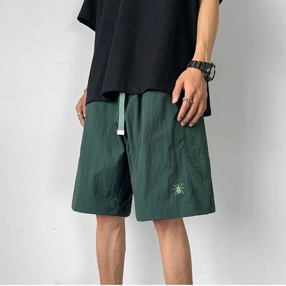 Summer Functional Overalls Men's Unisex Y2k Street Fashion Embroidery Casual Pants Sweatpants Shorts Knee Length Cargo Shorts