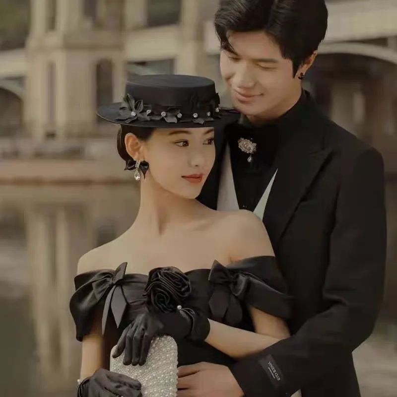 CC 웨딩 모자, 여성 헤어 액세서리, 신부 약혼 드레스, 블랙 컬러, 꽃 모양, 우아한 연회 모자, 파티, M006
