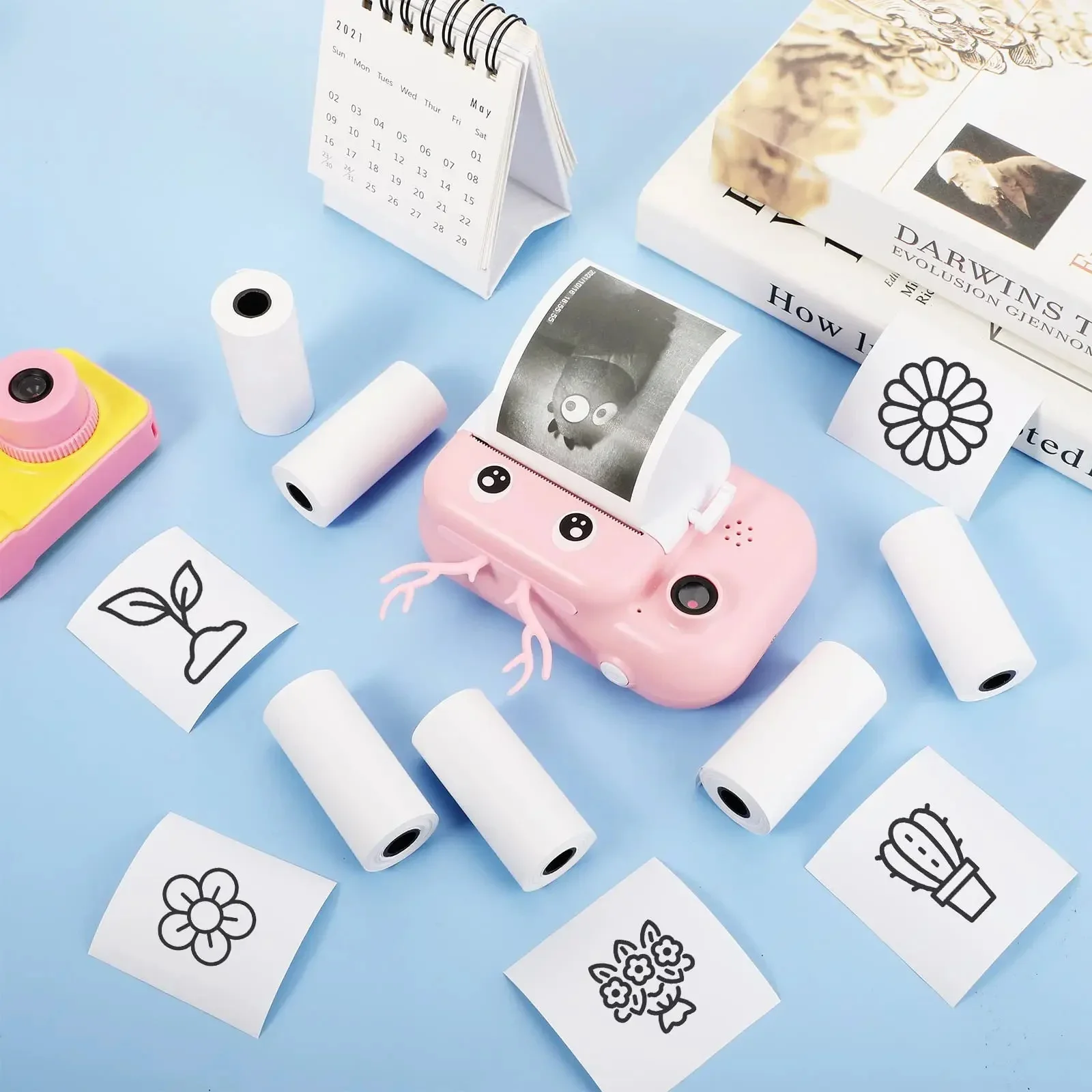 57mm 10 Rolls Thermal Printing Paper White Self-adhesive Label Sticker Photo for Inkless Mini Printer Kids Instant Print Camera